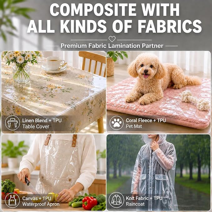 SHISU Clear TPU Vinyl Fabric 12 Mil, Heavy Duty Large Sheet | Large waterproof