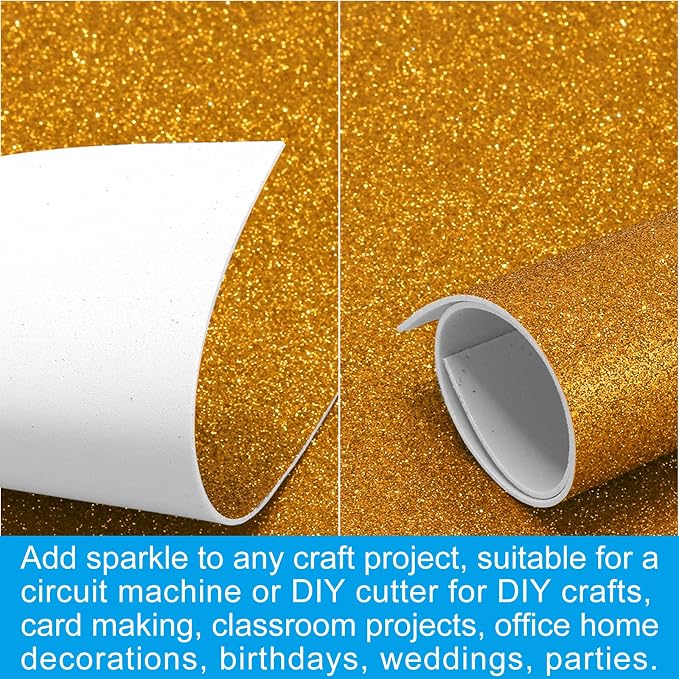 PATIKIL Gold Tone Shiny EVA Glitter Foam Sheet 11 x 8 Inch 2mm Thick