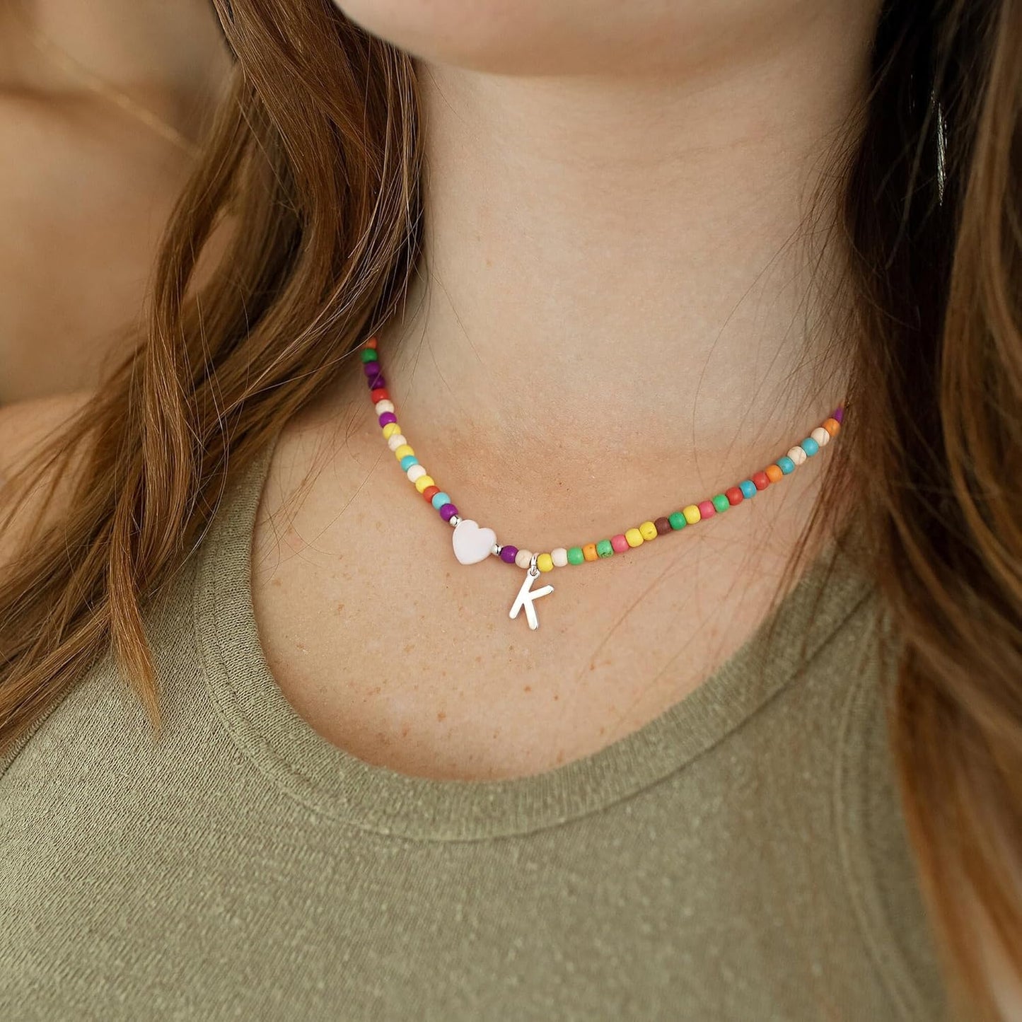 Ursteel Stocking Stuffers for Teen Girls - Trendy Beaded Choker Necklace for Women Teenage Girls, Personalized Letter Initial Necklaces Christmas Gifts for Grandkids