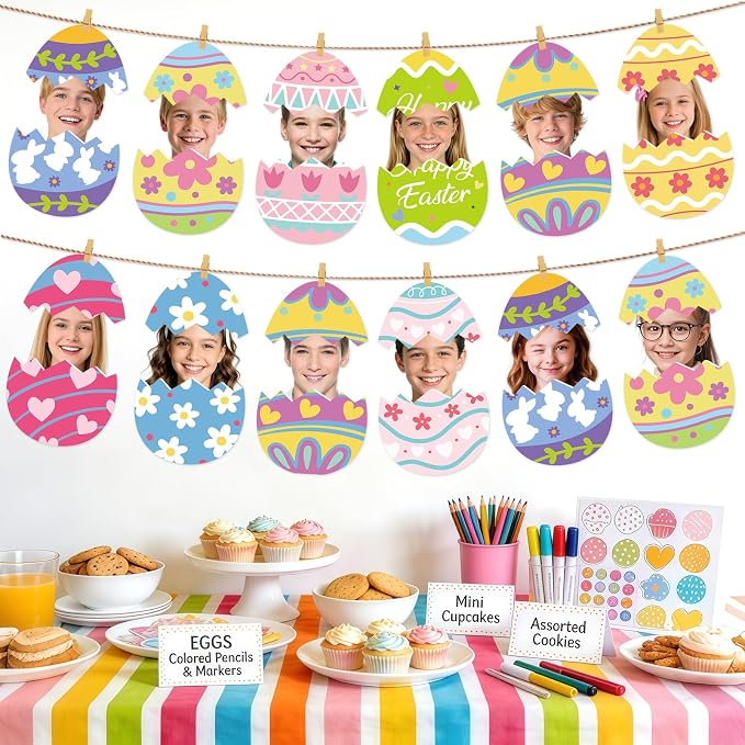 54Pcs Easter Egg Cutouts, Spring Classroom Bulletin Board Decorations,