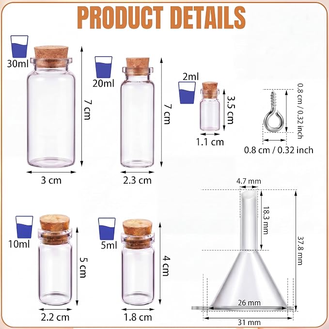 Geiserailie 45 Pcs Mini Glass Bottles