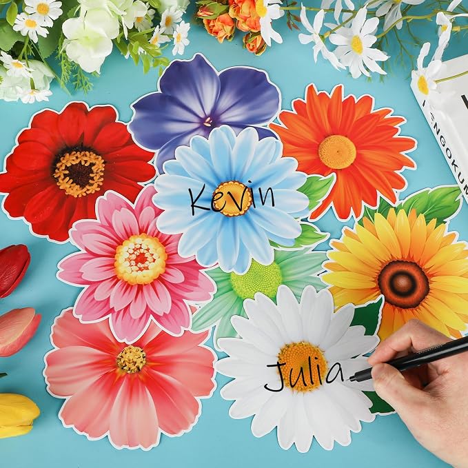 54Pcs Spring Flower Cutouts Bulletin Board Decorations Summer Floral Paper
