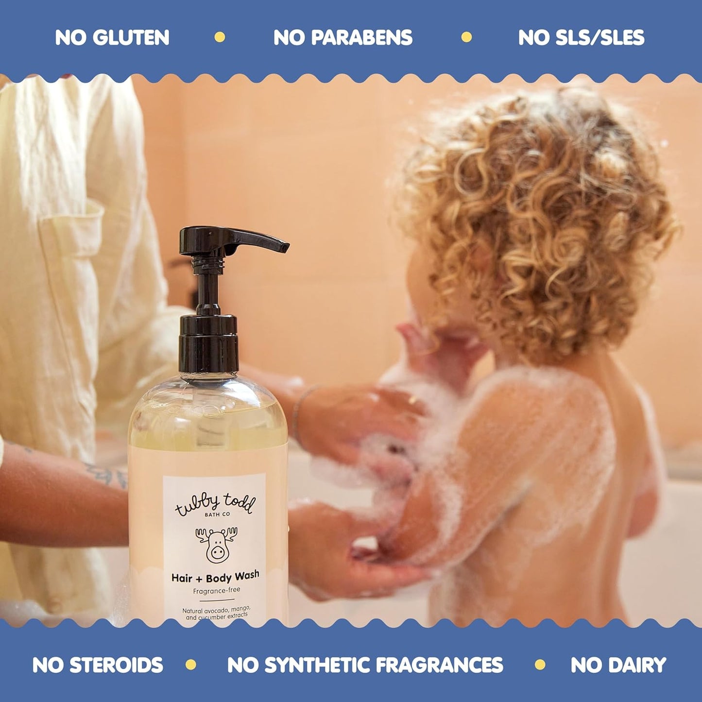 TUBBY TODD Baby Bundle Newborn Skin Care Set - Hypoallergenic Hair + Body Wash, All Over Ointment with Colloidal Oatmeal, Sweet Cheeks Diaper Paste - Fragrance Free, Standard Size