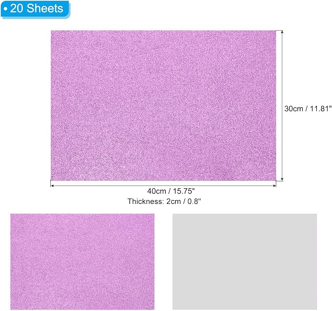 PATIKIL Lavender Shiny EVA Glitter Foam Sheet 16x12 Inch 2mm Thick