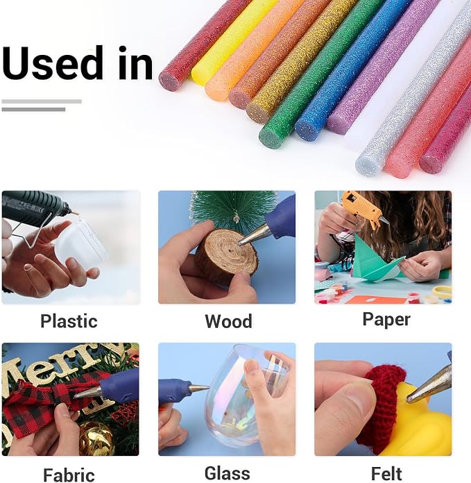 ENPOINT Color Glitter Hot Glue Sticks, Craft Adhesive Waxing Sticks Bulk