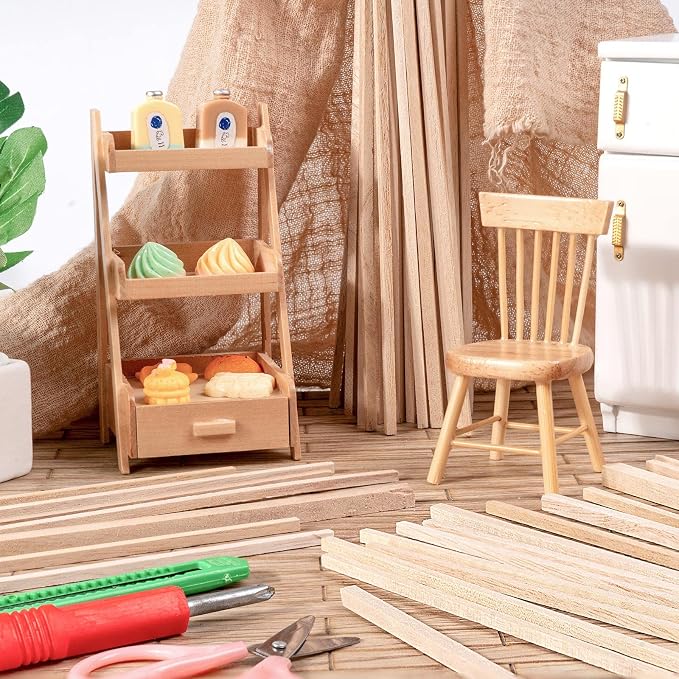 250Pcs Balsa Wood Sticks, Square Wooden Dowels Hardwood Square Dowels | 1/8