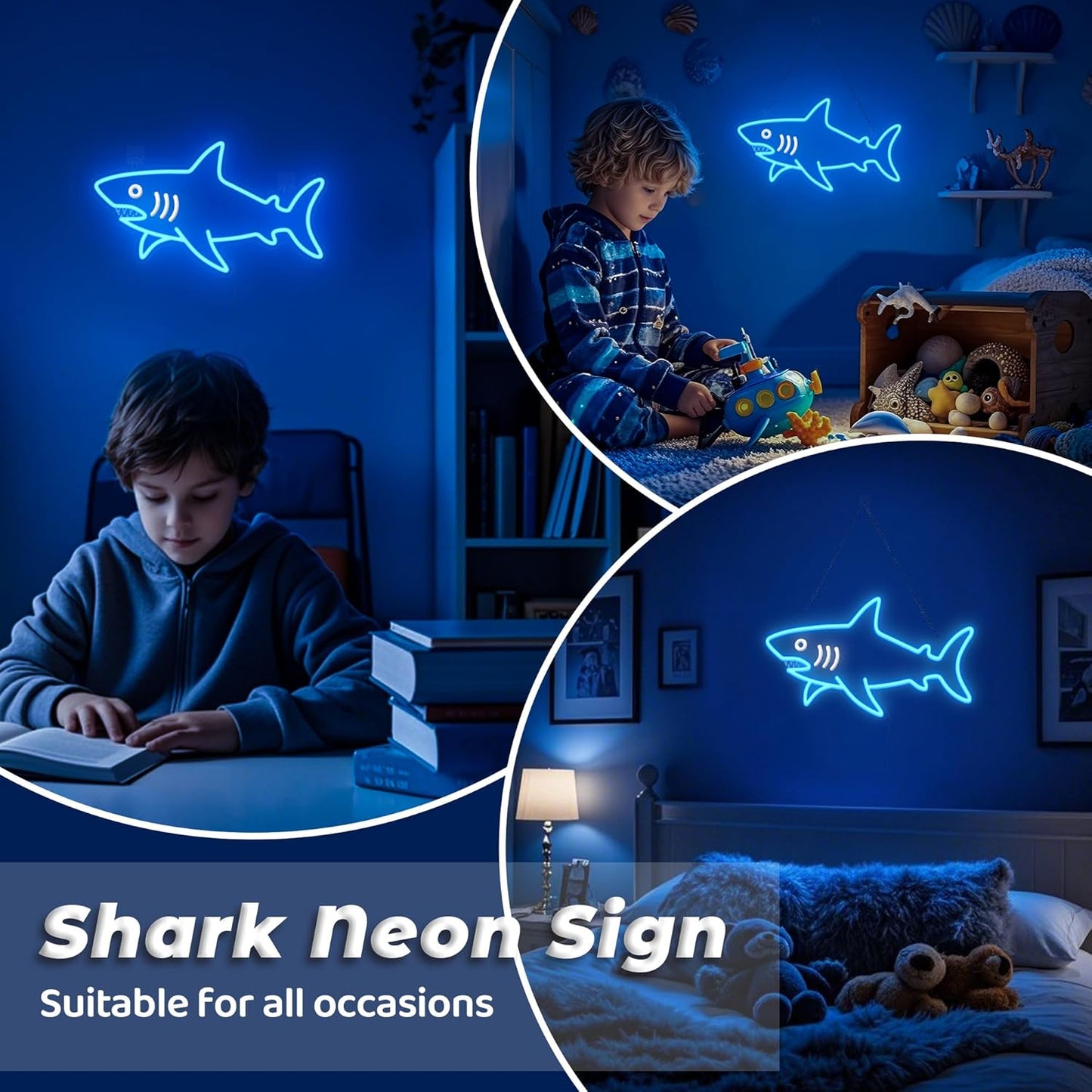 Shark Neon Light, Dimmable LED Shark Animal Neon Wall Sign USB Powered, Decorations for Bedroom Living Room Game Room Man Cave Home Birthday Gift for Boys Men