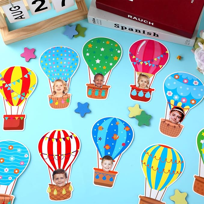 80Pcs Colorful Hot Air Balloons Cutouts Back to School Bulletin Board Hot Air
