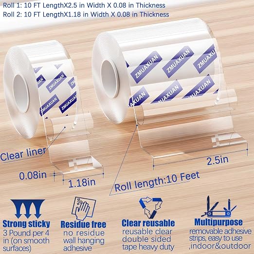Double Sided Tape Heavy Duty, Picture Hanging Adhesive Strips Removable