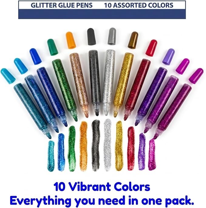 Tassel Toppers Non Toxic Washable Glitter Glue Stick Set, Quick Drying Color