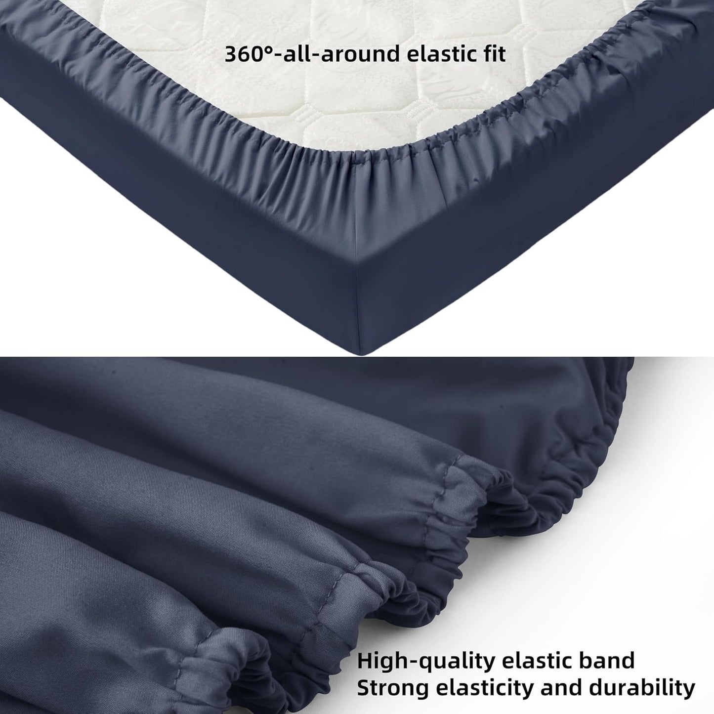 HBHLFZ Crib Sheets for Boys, Girls, 28x52 Inch Fitted Crib Sheet - 8 Inch Deep Pocketed Fixed Sheet - Soft and Comfortable Microfibre - Fits Standard cot and Toddler mattresses, Dark Blue
