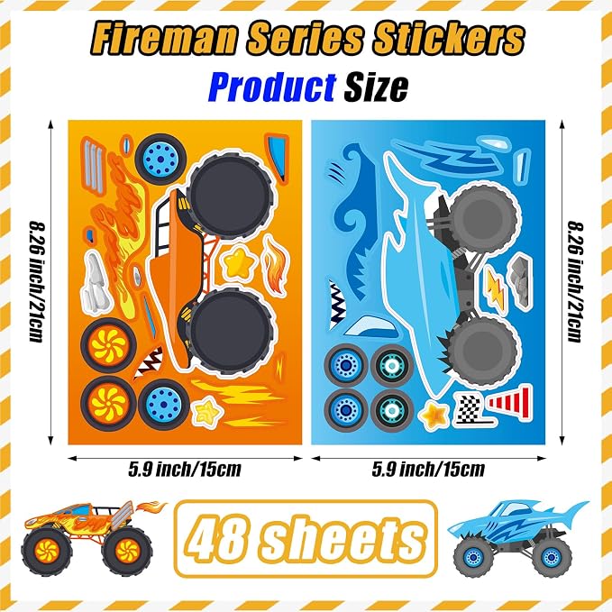48 Sheets Create Monster Truck of Dreams Stickers, Make Your Own Stickers