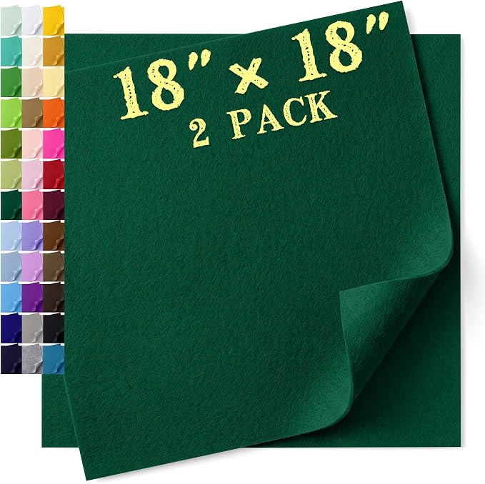Felt Fabric Sheet 18 x 18 Inch, 1.6mm Thick | Soft and Flexible Nonwoven