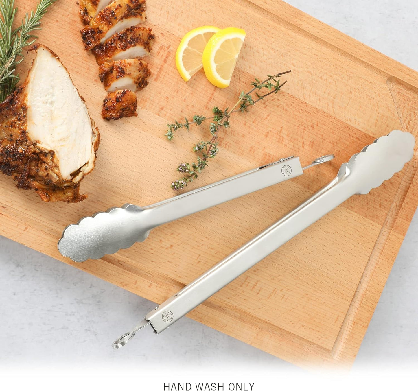 Martha Stewart Richburn 2-Piece Stainless Steel Tongs Set – 12-Inch and 9-Inch Kitchen Tongs for Grilling, Serving, and Cooking
