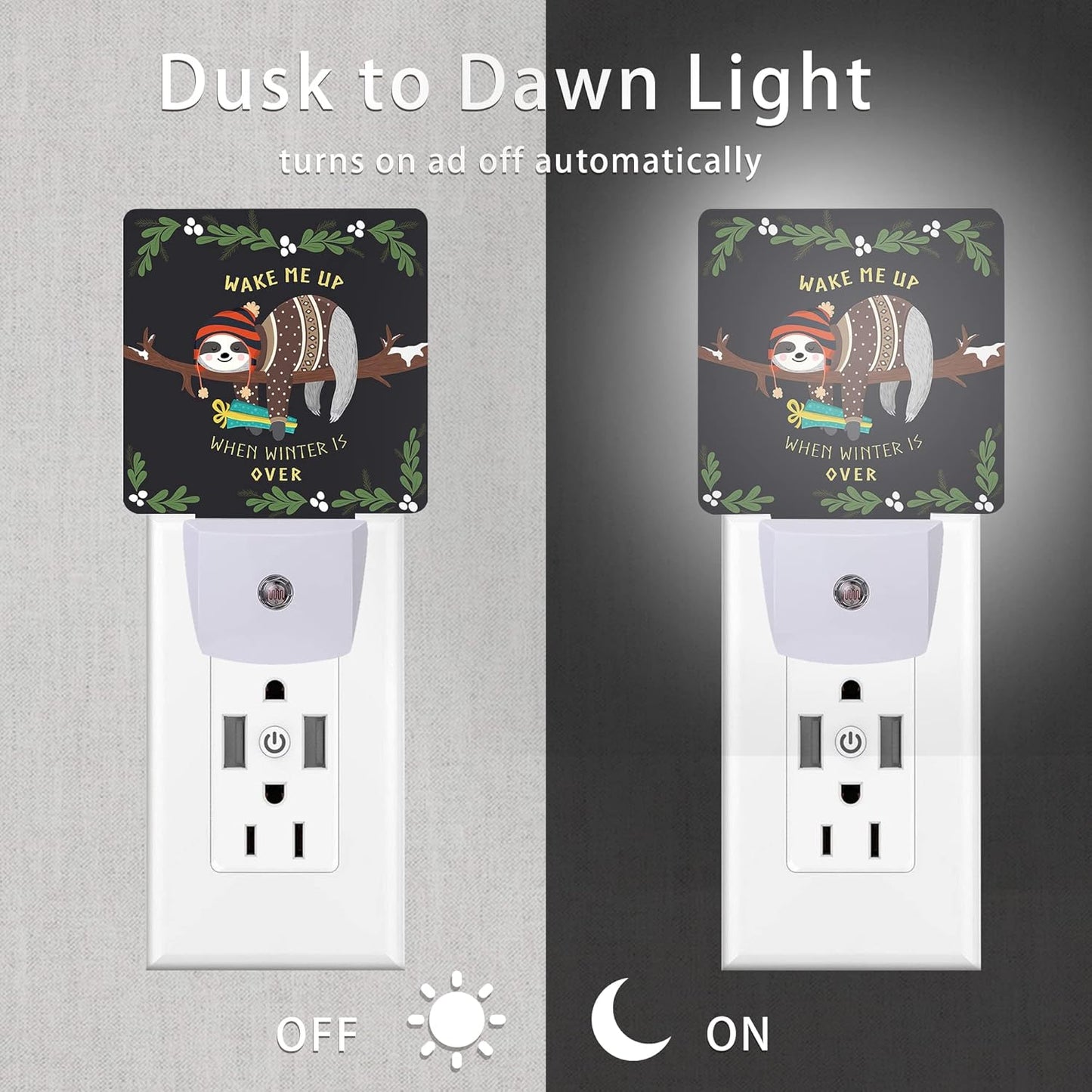 Sloth Night Light,Cute Baby Sloth Sleeping on Tree Night Lights Plug into Wall for Boys Girls, Led Lights Indoor Home Decor 0.5W Nightlight Sleep Friendly