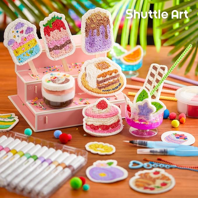 Shuttle Art 105 Pcs Magic Foam Texture Painting Kit Dessert Series: 24 Dessert