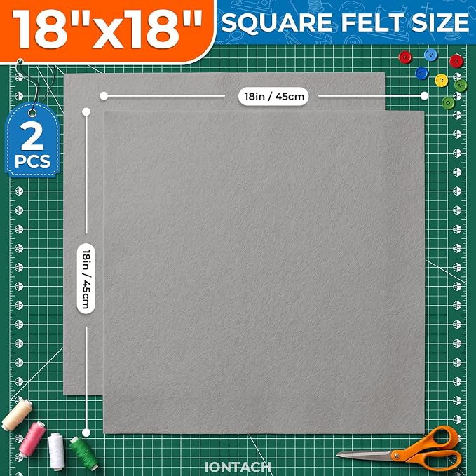 IONTACH 18" X 18" Soft Felt Sheets 1.6mm Thick | Acrylic Felt Fabric Sheets
