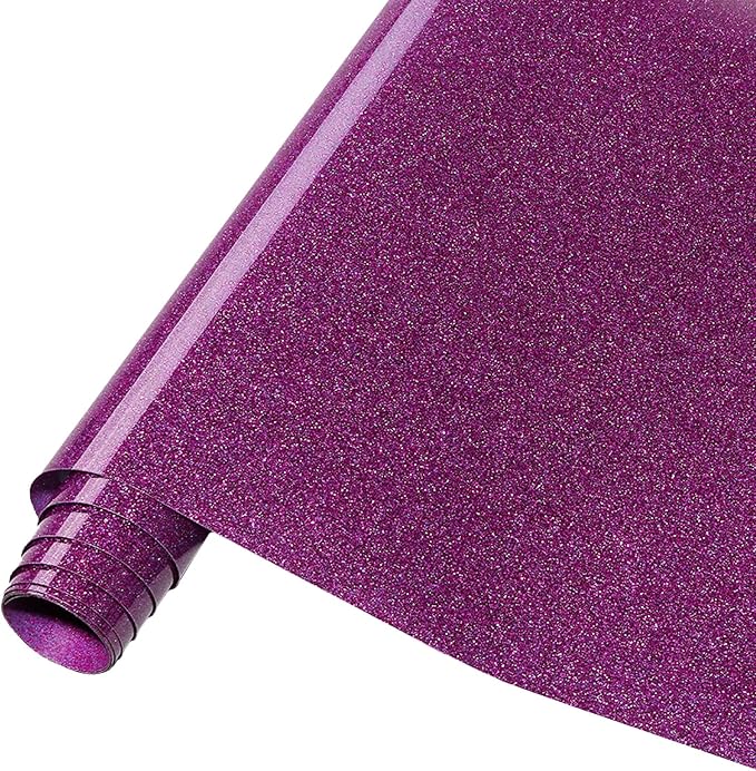 Tintnut Purple Glitter Heat Transfer Vinyl Roll, easy cut & weed, stretch