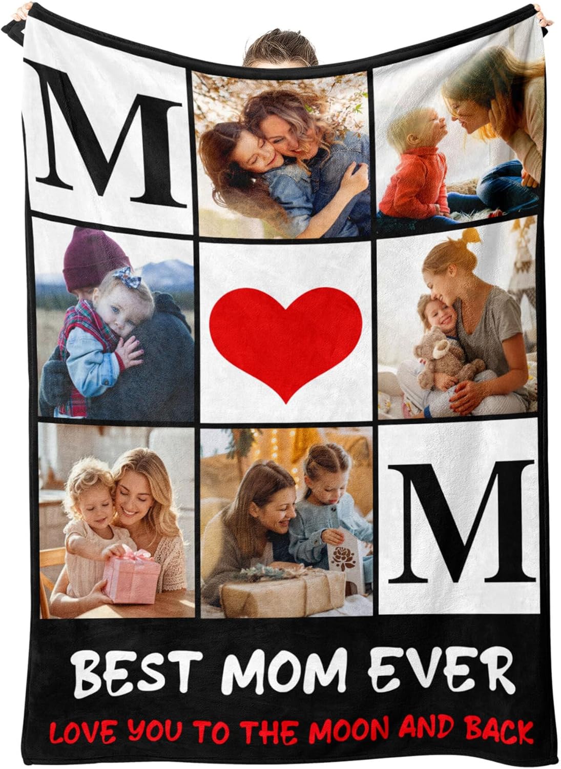 Personalized Mothers Day Blanket Gifts for Mom Custom Flannel Blankets with Photos Pictures Text， Customized Mother's Day Birthday Best Gift for Mom Grandma Wife, 60 * 80in