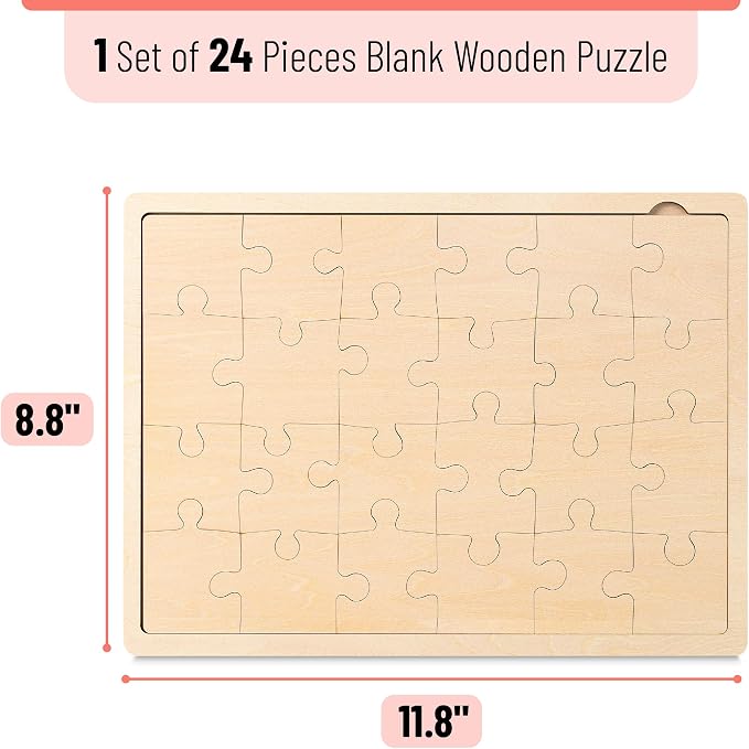 Mr. Pen- Blank Wooden Puzzle, 24 Pieces, 11.8" x 8.8" | Wooden Blank Puzzles to