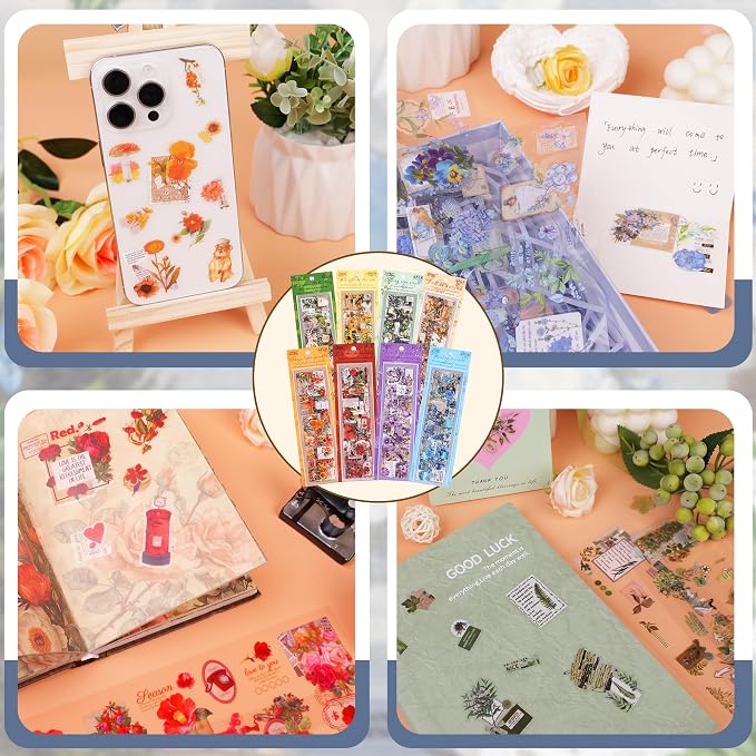 555Pcs Flower Stickers Journal Vintage Scrapbook Floral Plant Sticker | Flower