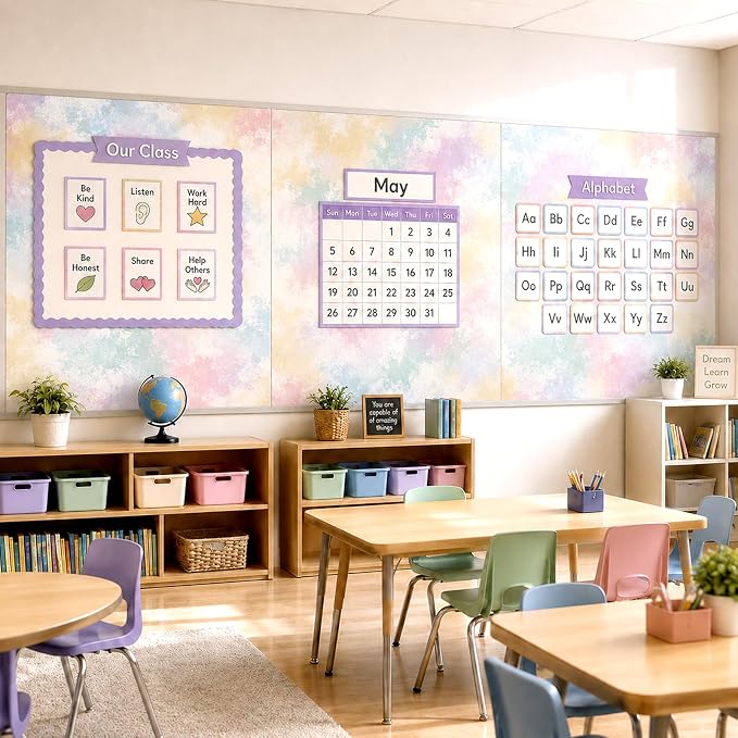 Pastel Tie-Dye Bulletin Board Roll Non-Woven Fabric Poster 16in X 20ft | Back