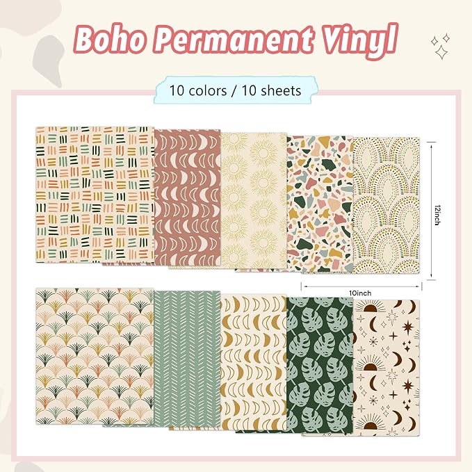 Tintnut Moon Stars Permanent Vinyl 10 Sheets 12x10in Adhesive Vinyl | Stars
