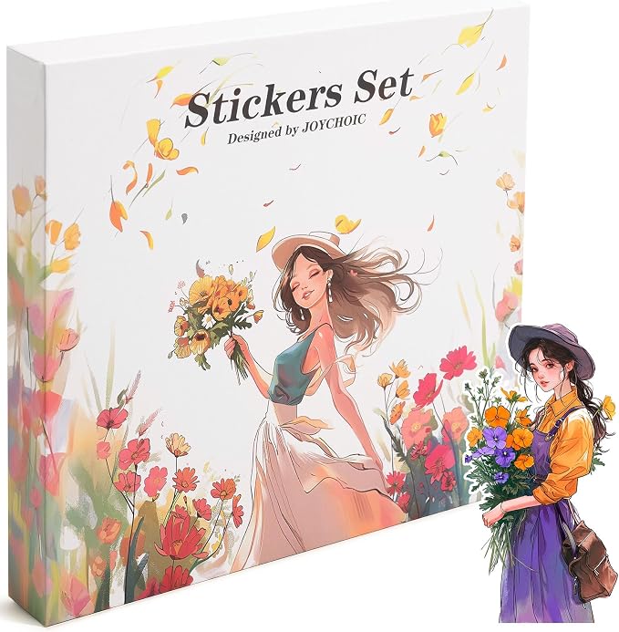 JOYCHOIC Scrapbook Stickers Set, Junk Journal Supplies, Washi Materials