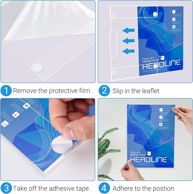 6 Pack Acrylic Sign Holder 8.5 x 11 Wall Mount, Vertical & Horizontal Use
