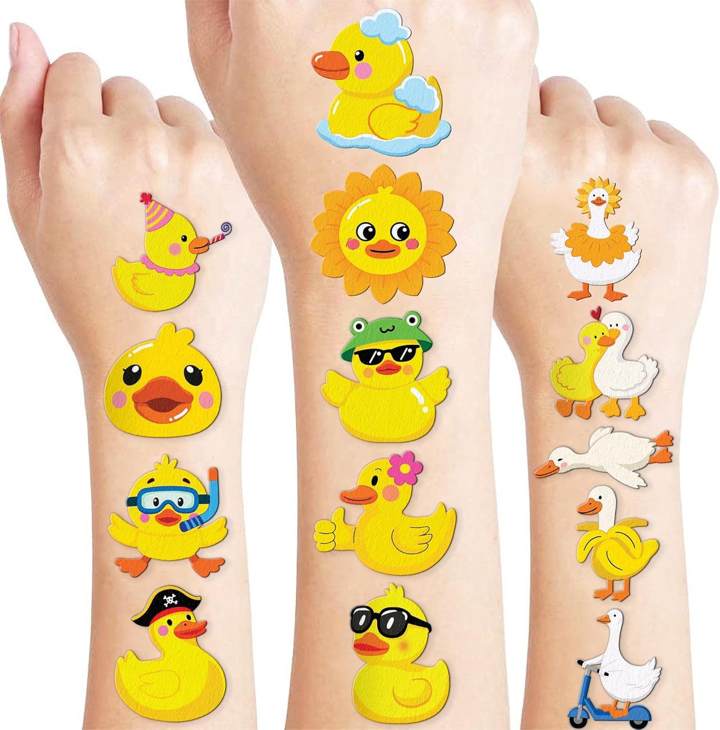 96 PCS Duck Pre-Cut Temporary Tattoos for Kids | Super Cute Themed Birthday Party Favors, Supplies, Decorations, Cute Farm Animal Fake Tattoo Stickers, School Rewards Prizes & Gifts for Boys & Girls