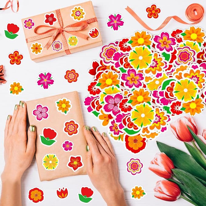 300Pcs Flower Foam Stickers, Self-Adhesive Spring Foam Stickers Colorful Flower
