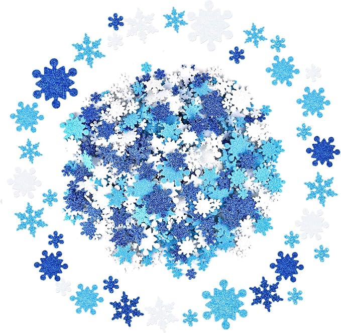 Coopay Glitter Snowflake Foam Stickers Self-Adhesive Snowflake Stickers Decals