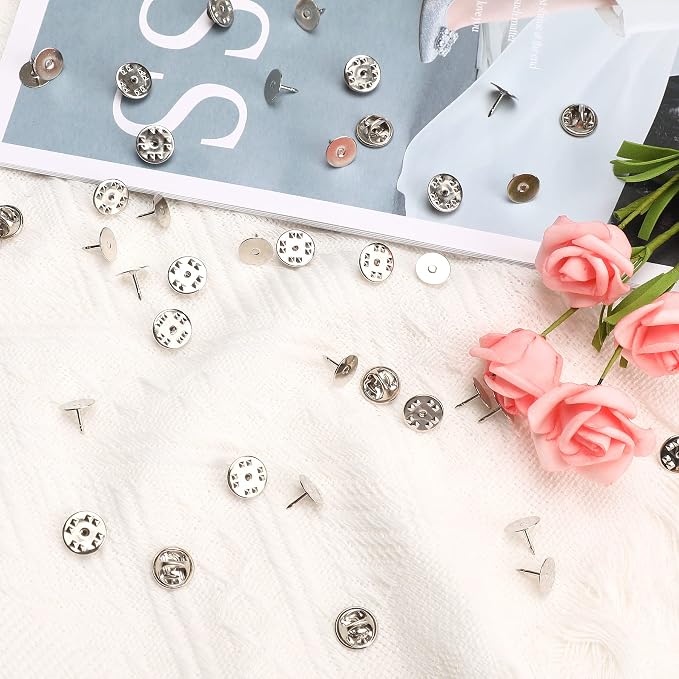 JANYUN 120 Pairs Butterfly Clutch Tie Tacks Metal Safty Secure Pin Back | Silver