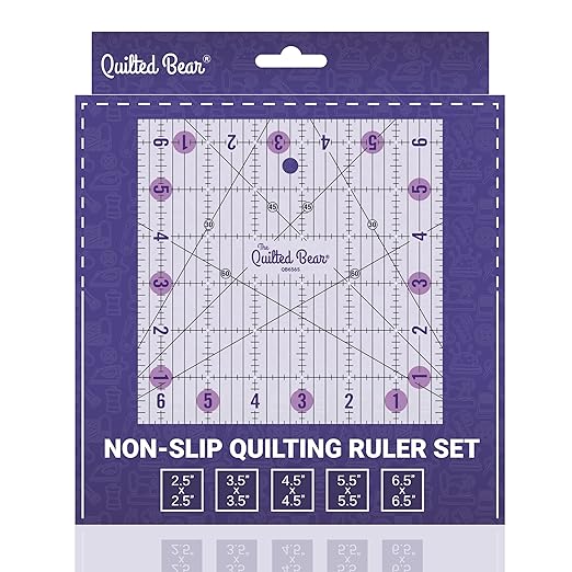The Quilted Bear Small Quilting Ruler Bundle, 5.5" & 6.5" | 5 Square-Ruler