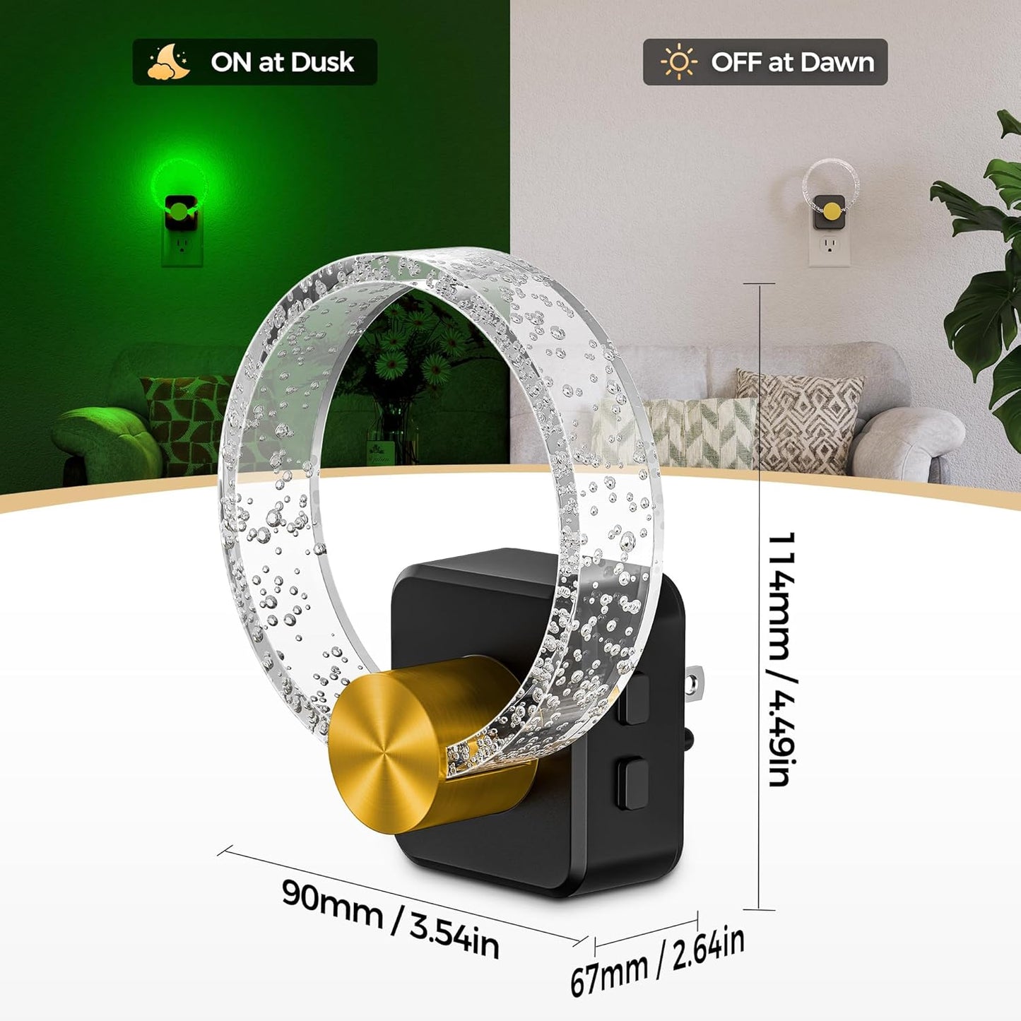DORESshop Night Lights Plug Into Wall, [2 Pack] LED Night Light Color Changing RGB with Dusk-to-Dawn Sensor, Adjustable Brightness Dimmable Nightlights for Hallway, Bedroom,Kids Room