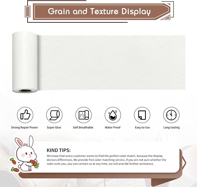 KING MOUNTAIN Leather Repair Patch, 4 x 63 Inches self Adhesive Leather Repair