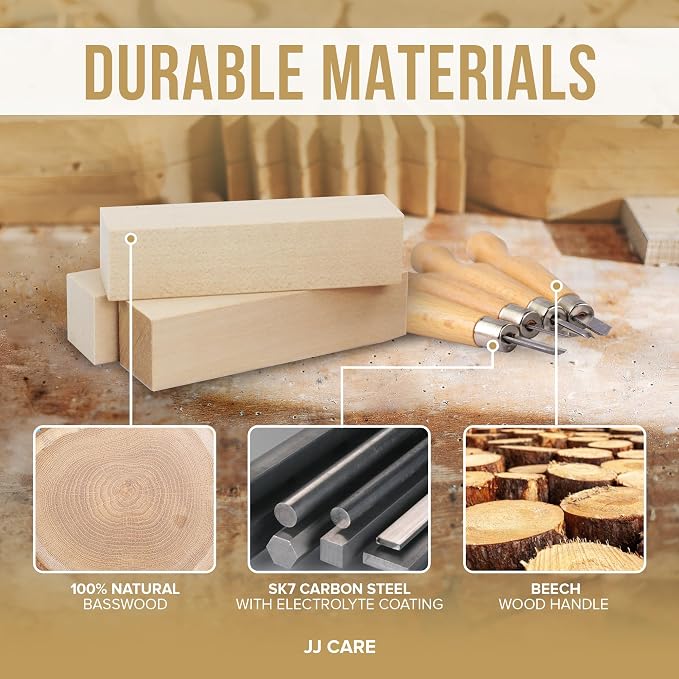 JJ CARE Wood Carving Kit, Beginner Wood Carving Kit