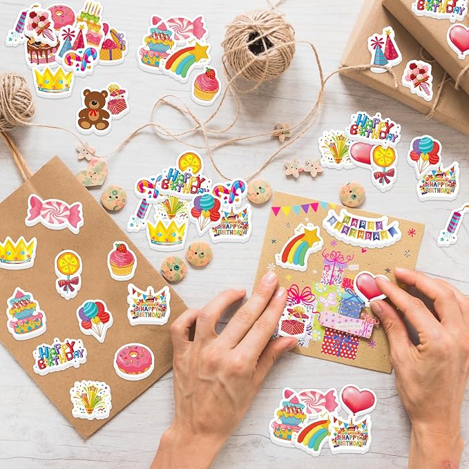 300Pcs Happy Birthday Foam Stickers, Cute Foam Birthday Stickers Self Adhesive