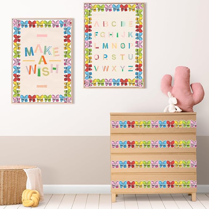 FYSUIMU 65.6 Ft Crayon Bow Bulletin Board Border Colorful Crayon Coquette