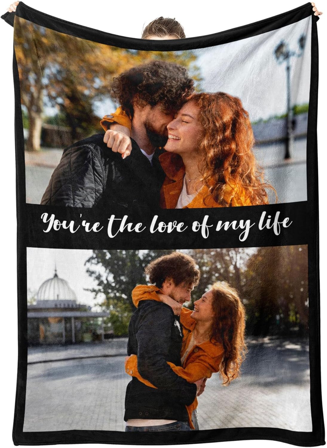 Personalized Blanket with Photos Text Custom Blanket Thows with Picture Customizable Photo Blankets Gifts for Mom Dad Couple Girlfriend Boyfriend Wife Husband, 50 * 60in