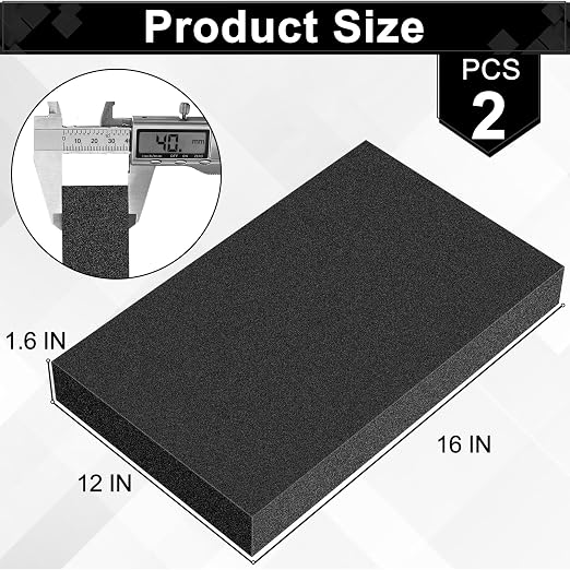 ToLanbbt Polyurethane Foam Sheets, 2P 16 x 12 x 1.6 Inch Cuttable Tool Box Case