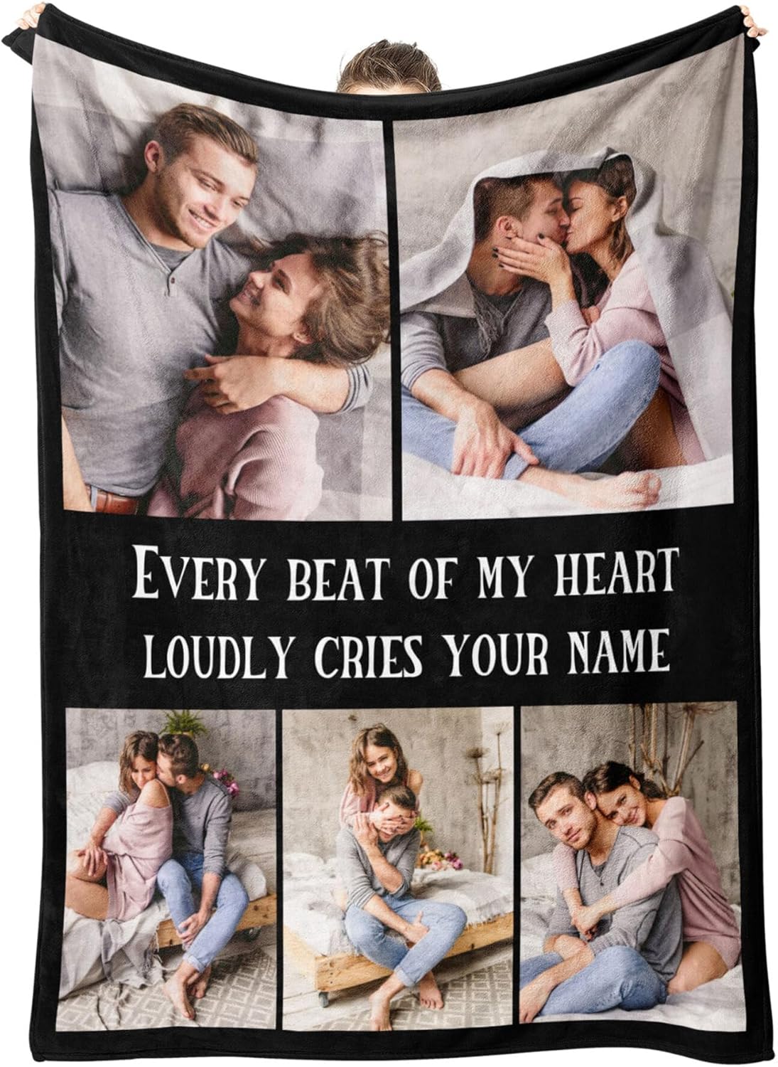 Personalized Blanket Custom Throw Blanket with Photo Text Customized Picture Blankets Personalized Gift Flannel Blanket for Birthday Gifts Valentines Day Gift, 60 * 80in