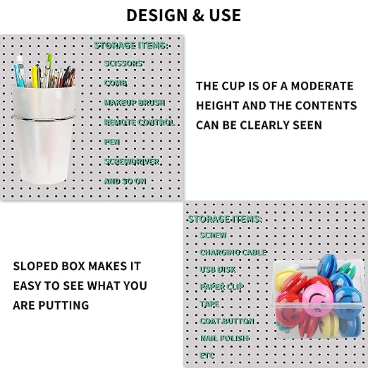 Kuhome 6 Sets Pegboard Bins and Cups