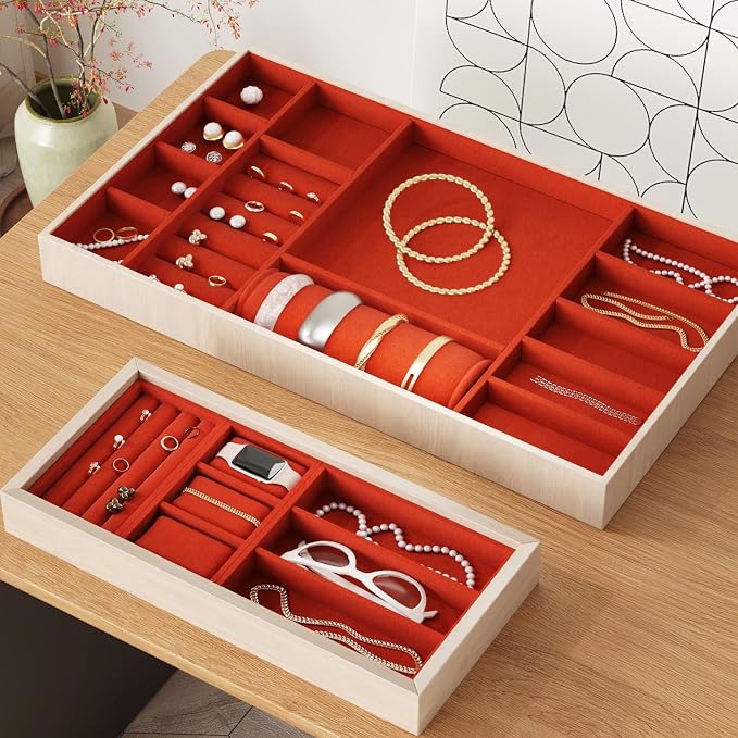 CRE8TIVE Hot Orange Felt Drawer Liners Self Adhesive Velvet Flocking Liner