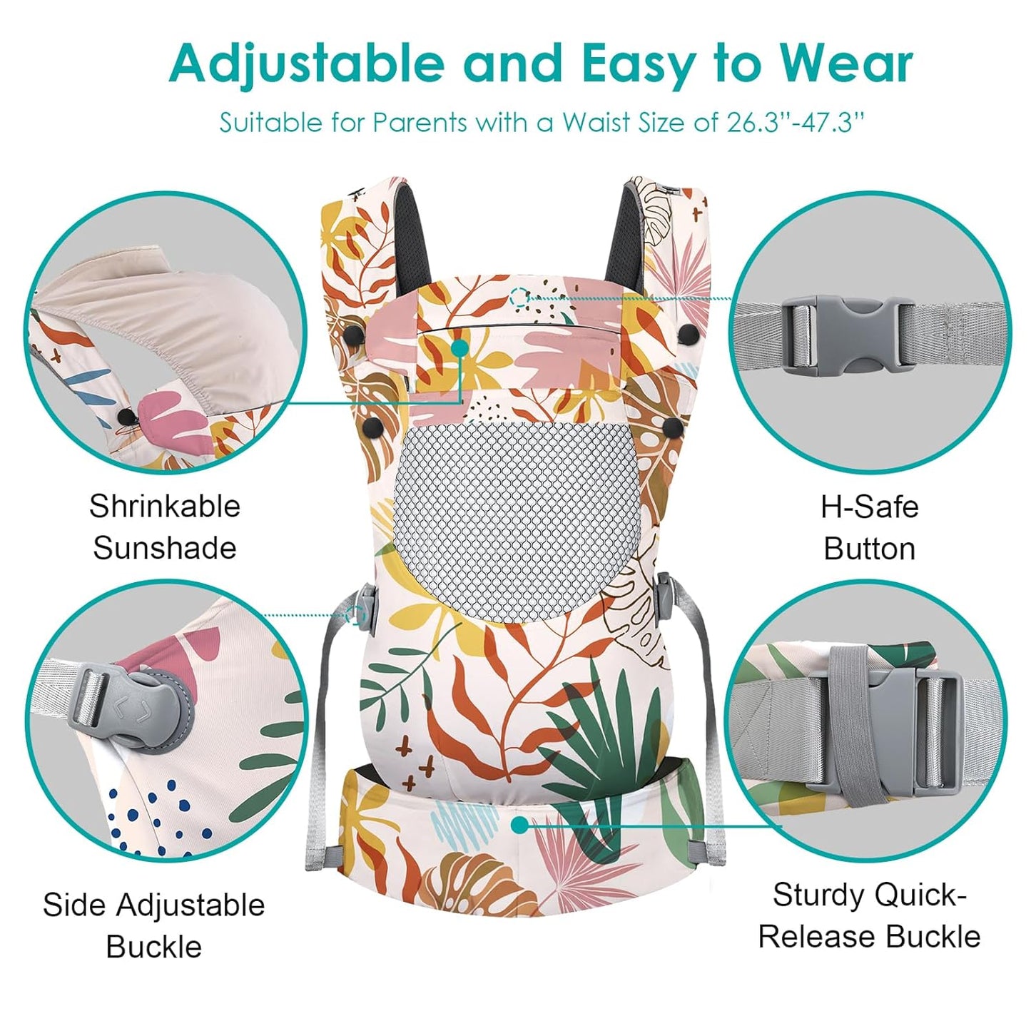 Infant Baby Front Carrier, Toddler Body Carrier, 7-66 Lbs Ergonomic Design, Lumbar Support, Lightweight Baby Chest Carriers (3-36 Months)