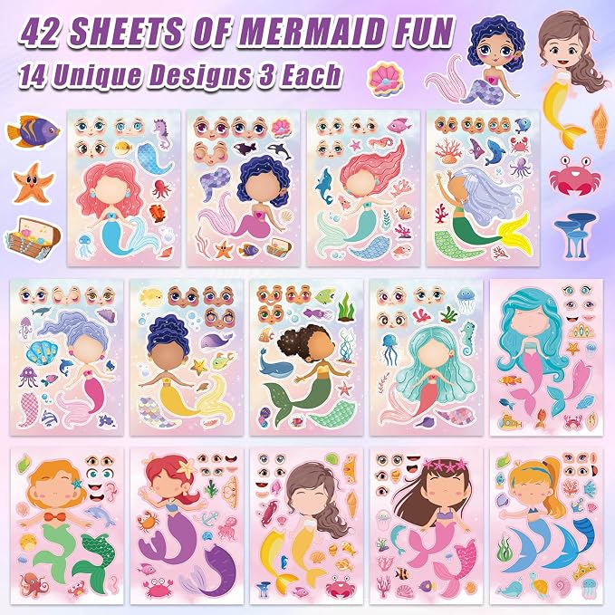 42 Sheets Create Mermaid of Dreams Stickers, Make Your Own Stickers