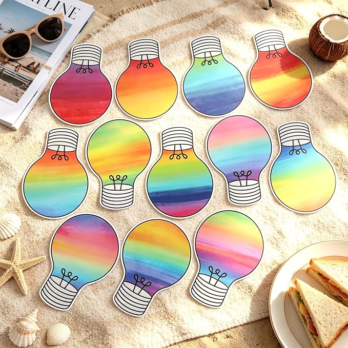 60PCS VBS 2026 Light Bulb Theme Cutouts Gradient Watercolor Light Bulb Bulletin