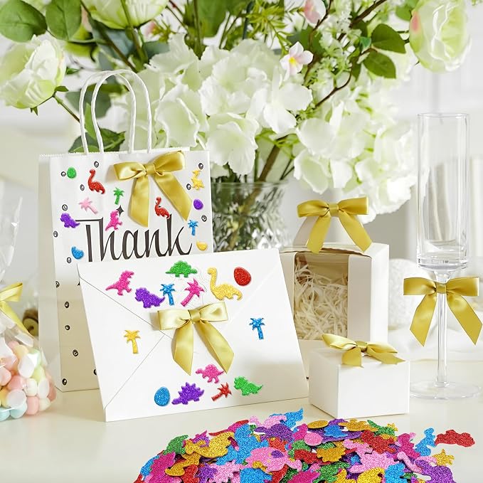 Foam Stickers, 7 Sheets 3D Glitter Foam Dinosaur Stickers