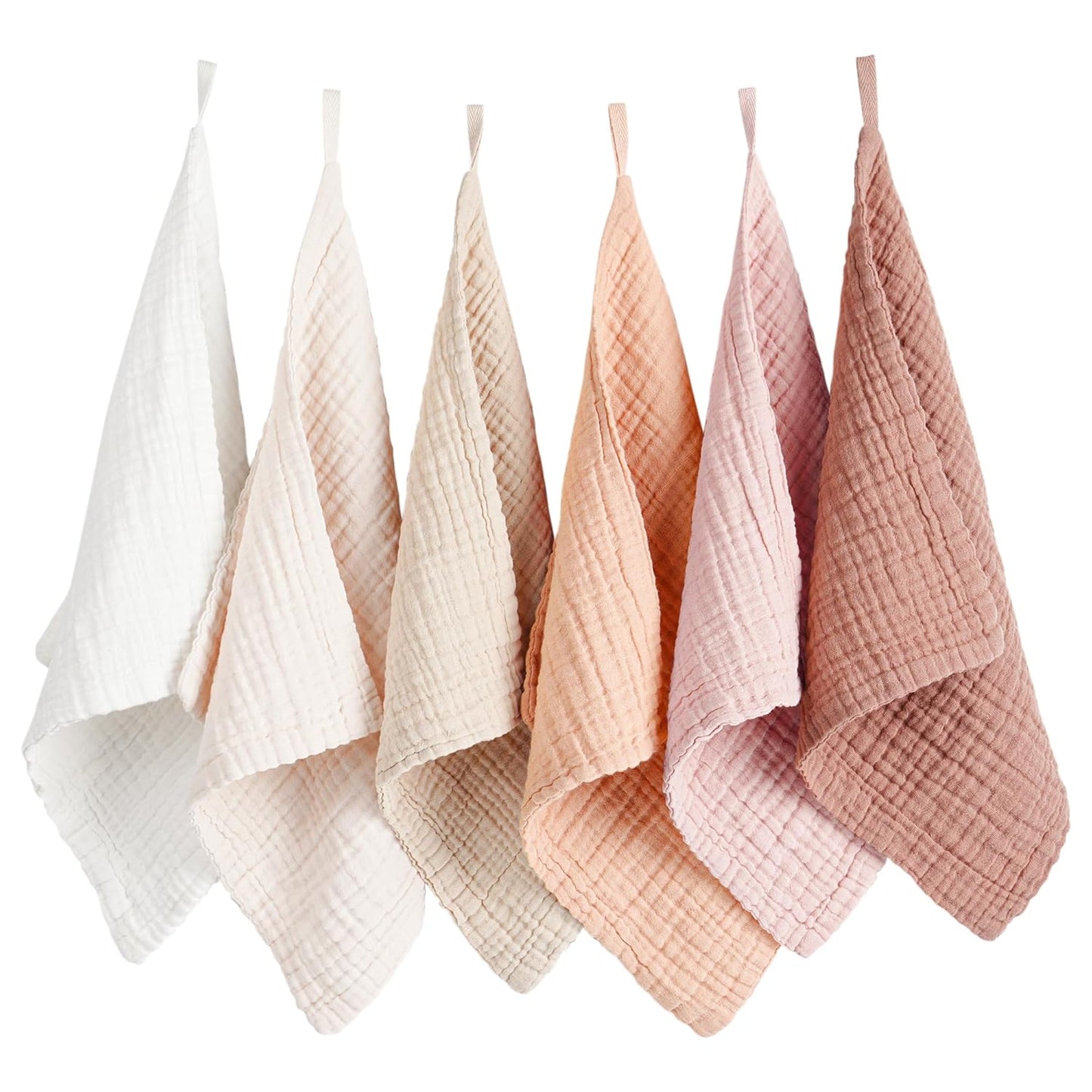 Konssy 6 Pack Baby Muslin Washcloths for Unisex 100% Cotton Wash Cloth Set for Baby Face Body Comfy and Soft for Newborn Infants Kids Girls and Boys