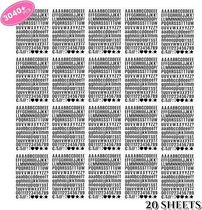 3040Pcs 20 Sheets Small Letter Number Stickers, 0.5inch Colorful Self-Adhesive